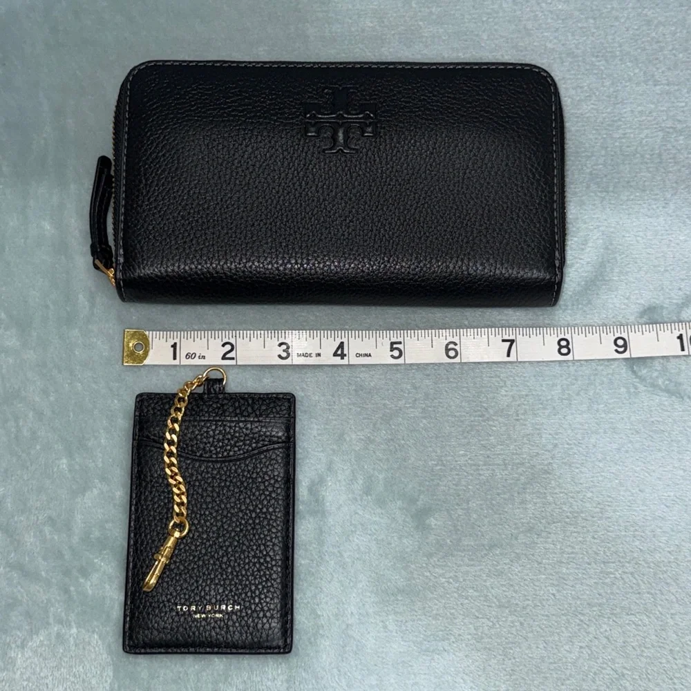 Tory Burch Black Pebbled Leather Thea Zip Continental Wallet